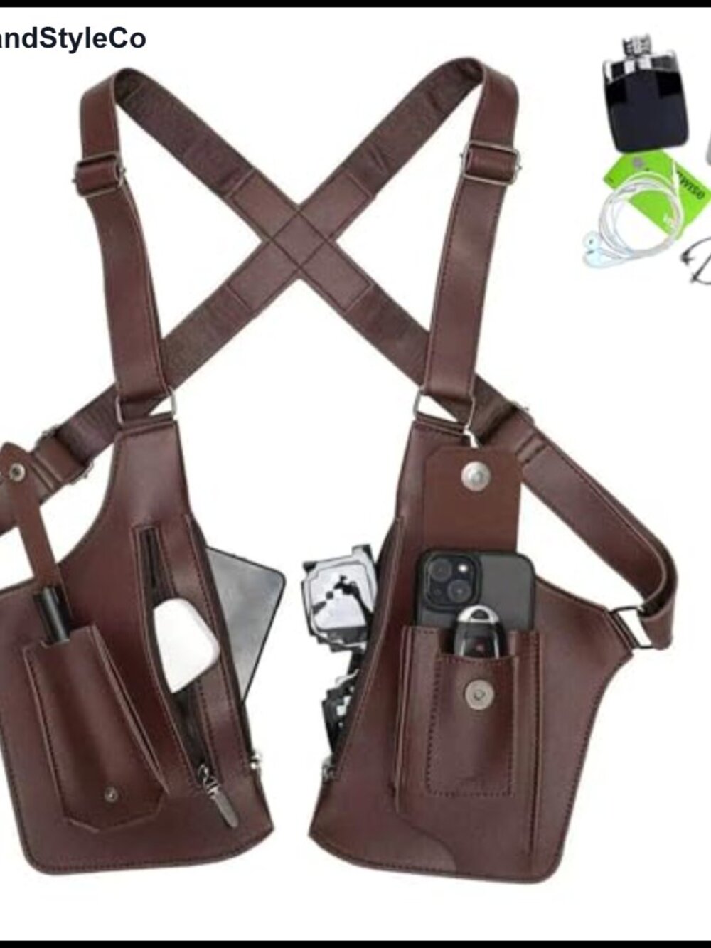 Water-Resistant PU Leather Anti-Pickpocket Hidden Strap Wallet Crossbody Bag